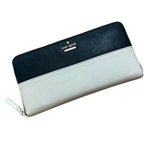 Kate Spade Cameron Street Lacey Zip Around Wallet in Tusk Nude & Black
